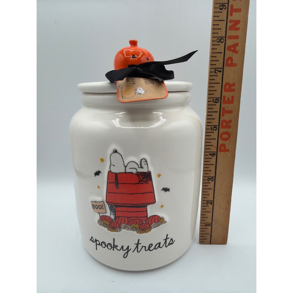 Rae Dunn Peanuts Snoopy Spooky Treats Halloween Canister Pumpkin Lid 2026 NWT